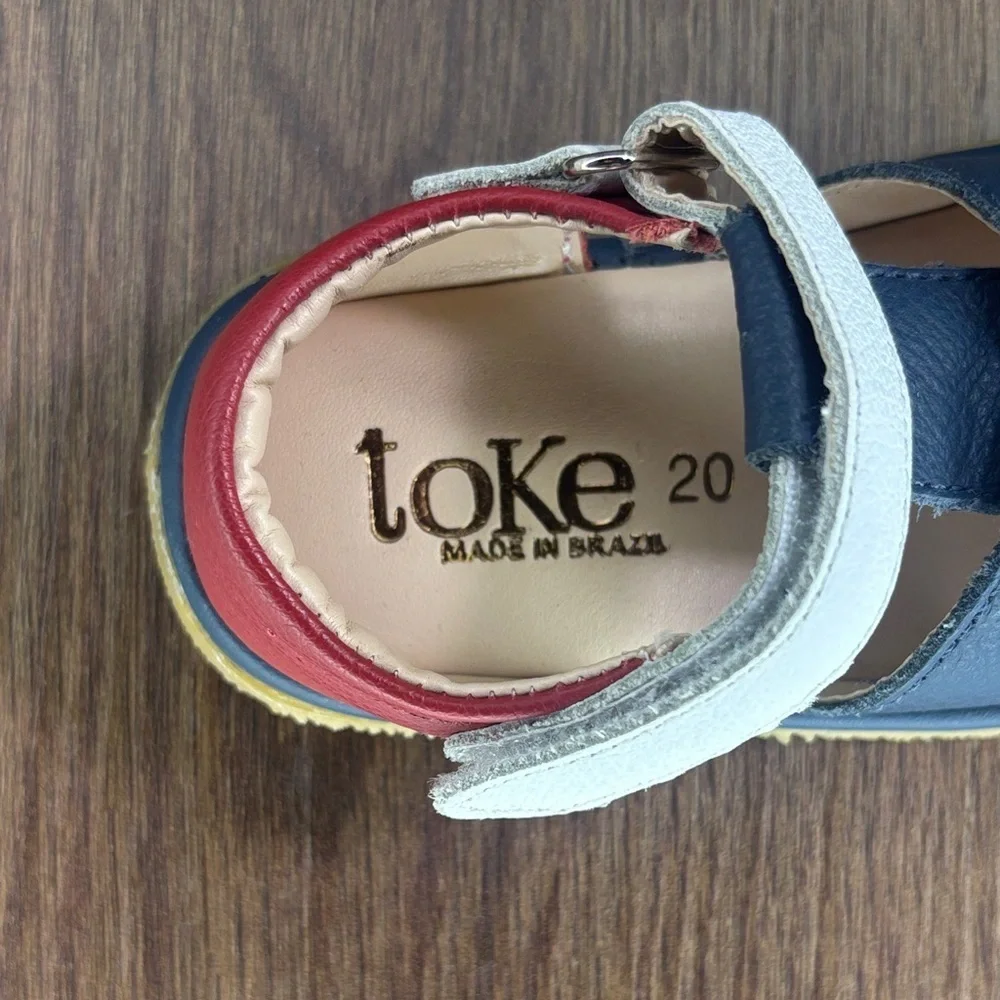 Toke Baby Walker Sandals Blue Red Velcro Soft Sole Size 5C / EU 20 NWOT